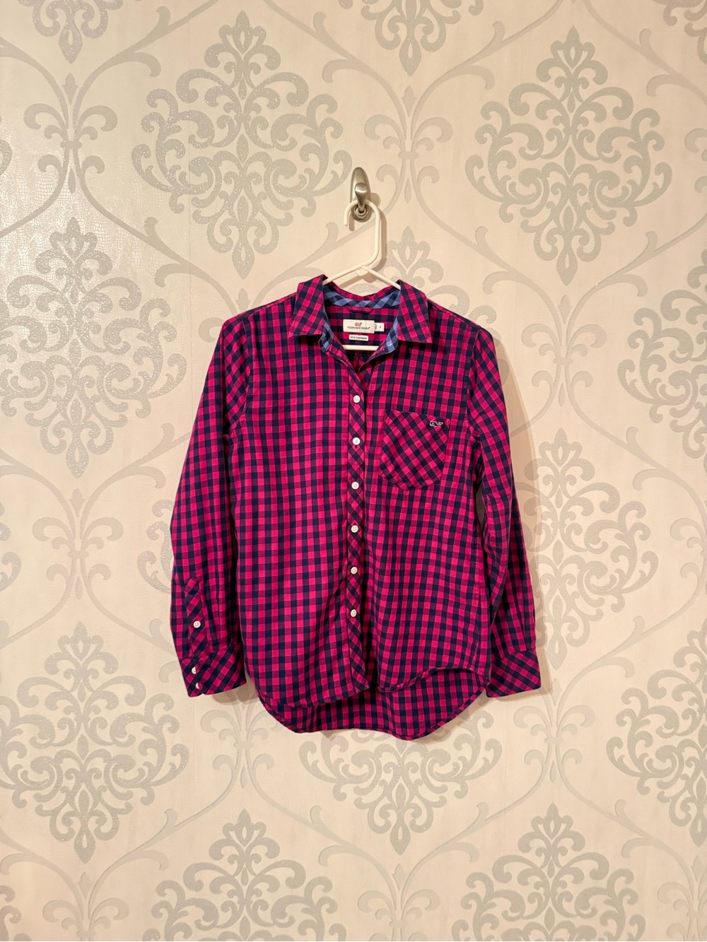 Women’s Vineyard Vine Pink & Blue Plaid Button-Up Shirt